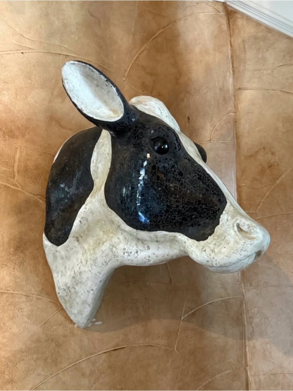Black & White Sparkling Cow Head Wall Art Sculpture
